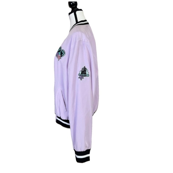 Disney Hot Topic The Little Mermaid Patched Satin Jacket Light Purple Size 2X - Picture 3 of 8